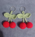 Handmade Crochet Cherry Keychains – Cute Fruit Bag Charm (2 keychains)