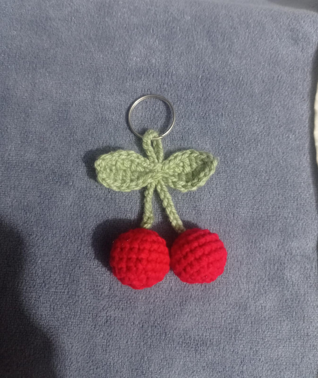 Handmade Crochet Cherry Keychains – Cute Fruit Bag Charm (2 keychains)