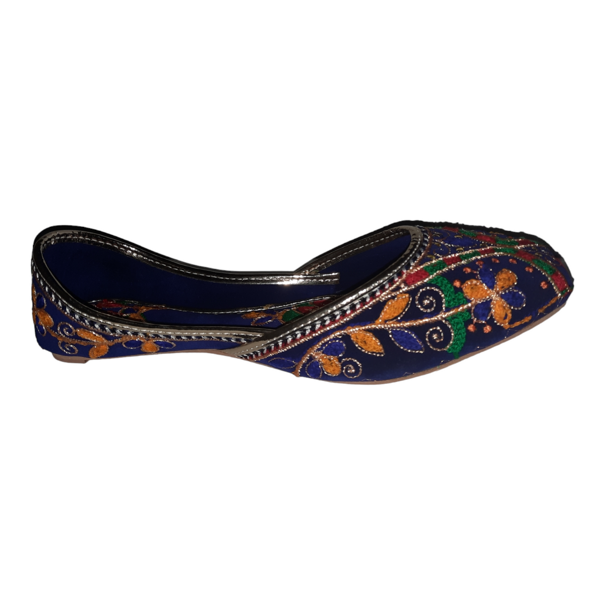 Black Floral Embroidered Khussa – Colorful Traditional Punjabi Jutti