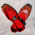 Red Embroidered Khussa – Traditional Pakistani Punjabi Jutti