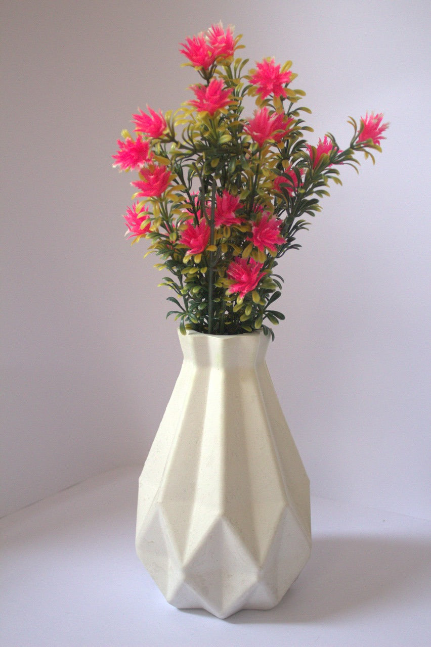 Modern Blossom Vase with Pink Artificial Flowers
